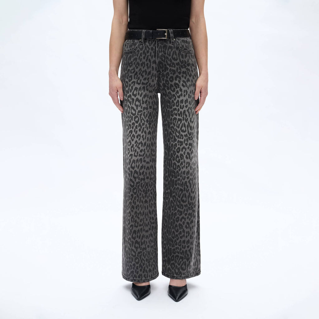 High Rise Leopard Print Wide Leg Pants