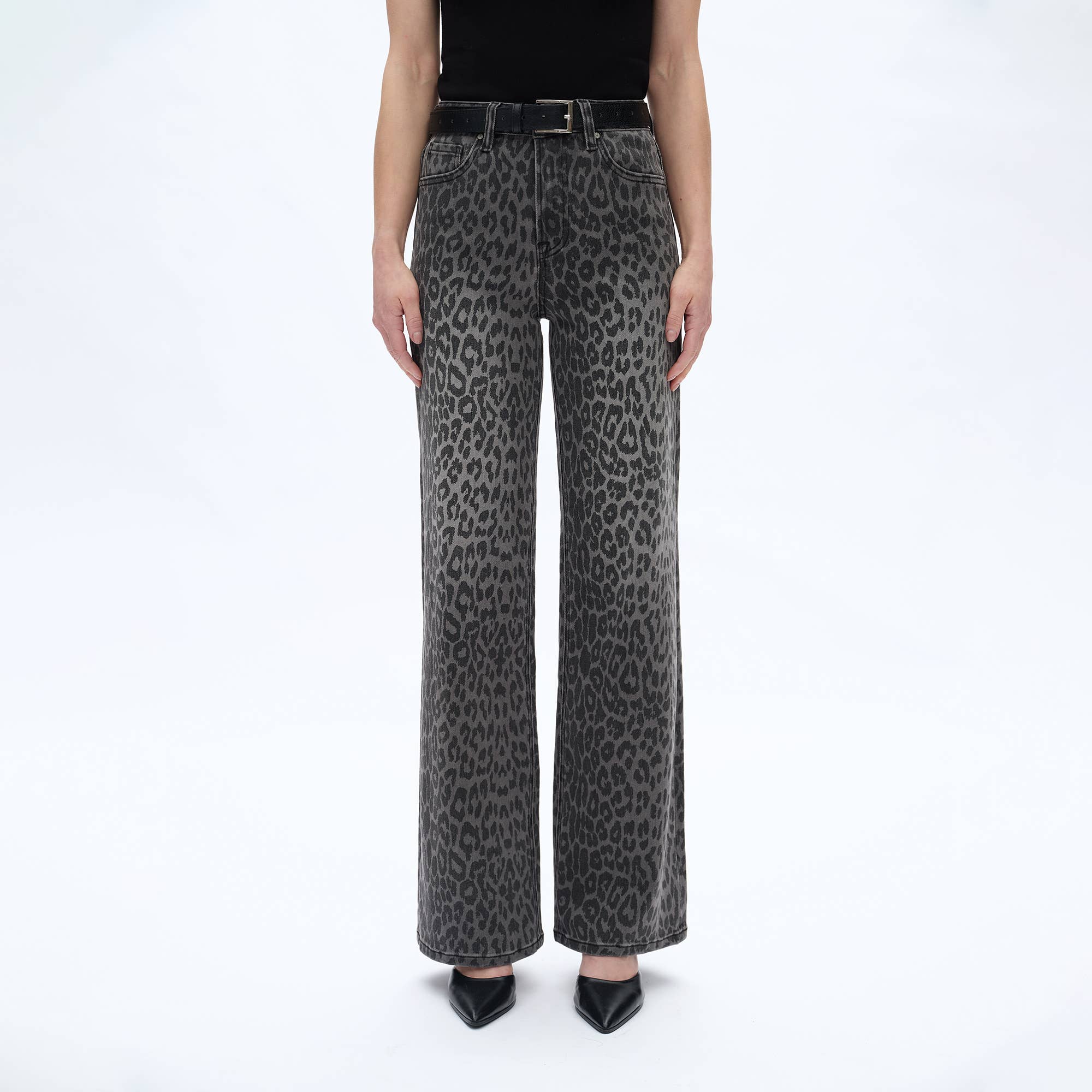 High Rise Leopard Print Wide Leg Pants