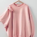 Crew Neck Comfort Washed  Spring Sweatshirt