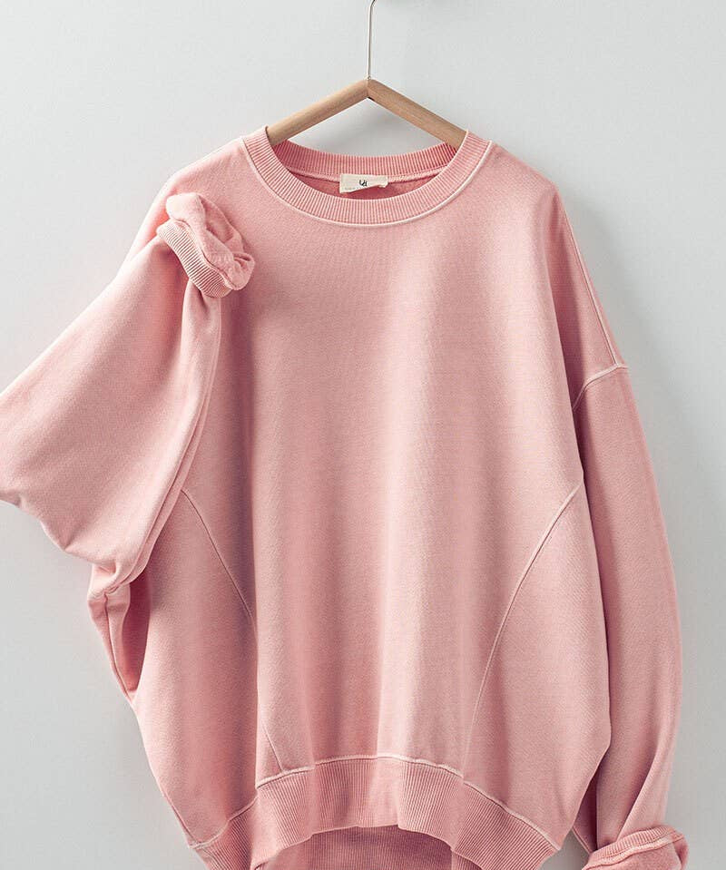 Crew Neck Comfort Washed  Spring Sweatshirt