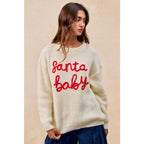 "Santa Baby" Letter Embroidery Sweater