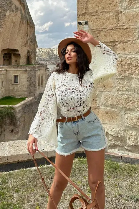 Cream Bell Lace Blouse
