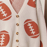 Football  Button V Neck Knit Cardigans
