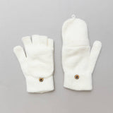 Winter Knit Convertible Fingerless Gloves with Mitten Flap