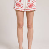 Embroidered Elastic Waist Shorts