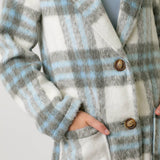60871 Fuzzy Plaid Long Coat