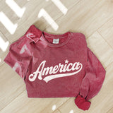 AMERICA Mineral Washed Long Sleeve Graphic