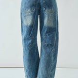 AJP5114 EMBROIDERED DETAIL COTTON BARREL PANTS