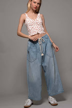 Coastal Breeze Wide-Leg Cropped Denim Pants