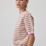 Stripe Knit Short Sleeve Sweater Top - RSW1200