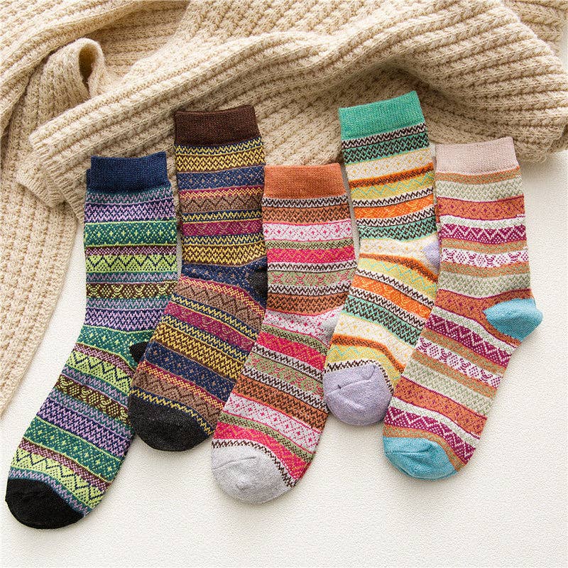 5 Pairs Bohemian Style Wool-Blend Socks