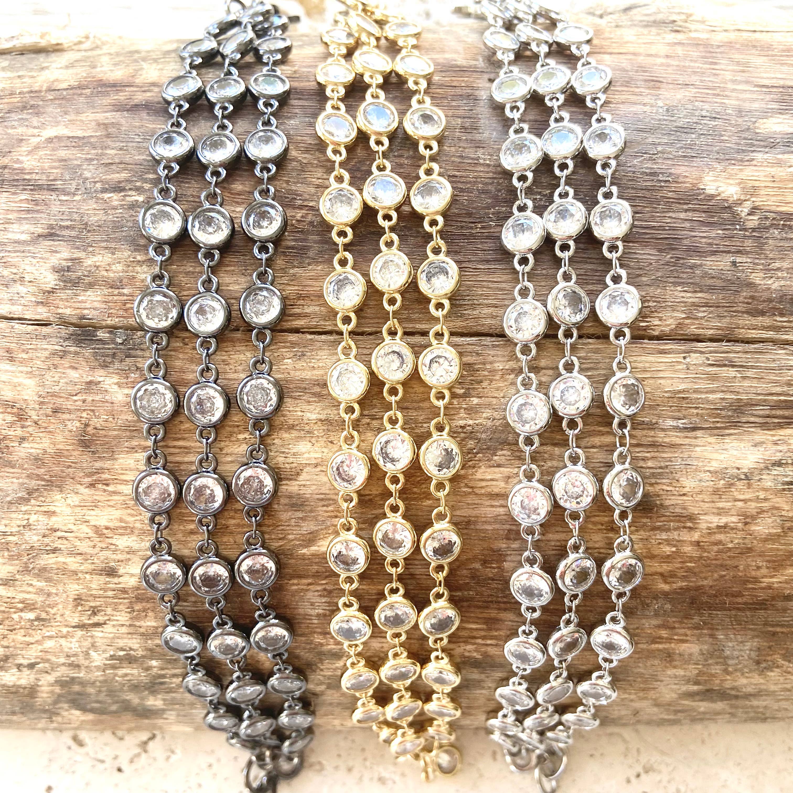 Triple Layered Crystal Bracelet
