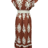 Western Boho Ethnic V-Neck Ruffle Hem Dress