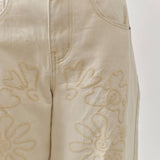 AJP5114 EMBROIDERED DETAIL COTTON BARREL PANTS