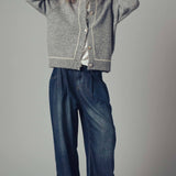 Contrast Trim Boho Knit Button Cardigan