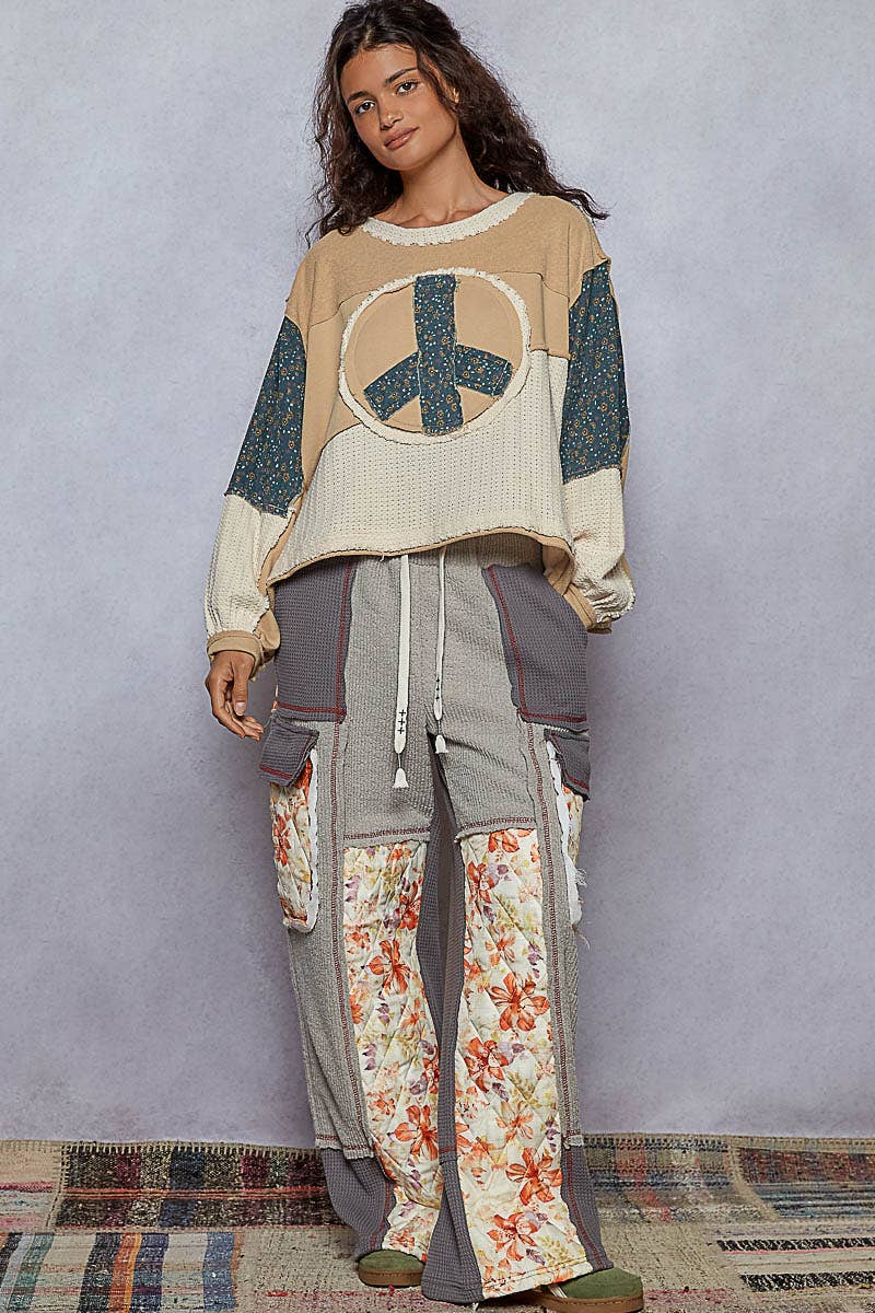 Peace Sign Detail Knit Sweater