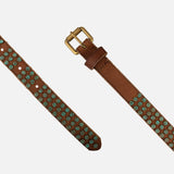 Azra | Leather Belt with Turquoise Patina Studs