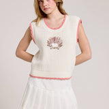 Floral Embroidered + Sequence Sleeveless Knit Vest