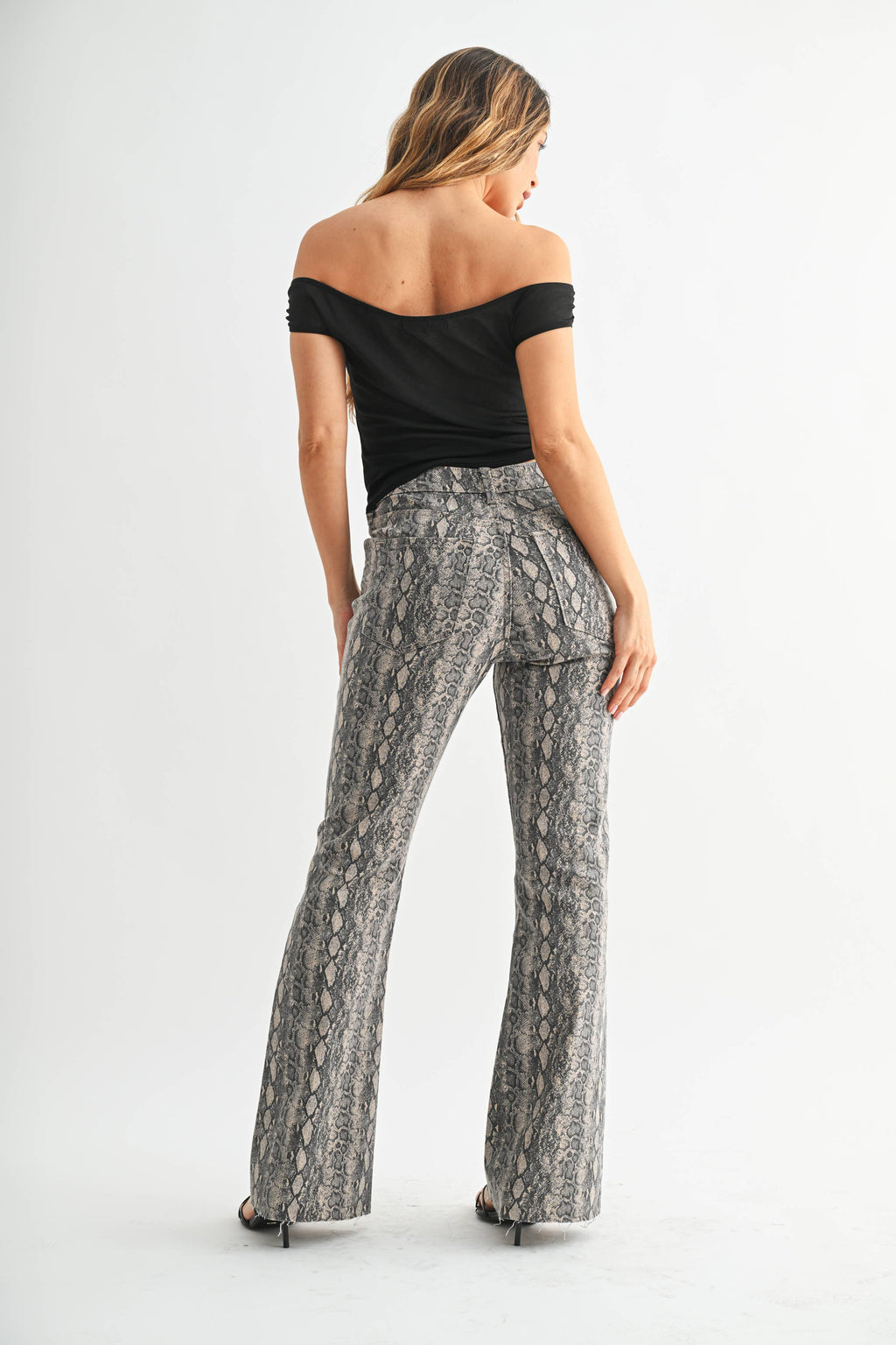 Flare Snake Print Trousers