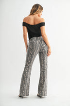 Flare Snake Print Trousers