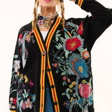Hermione French Terry Cardigan | Floral Embroidered Jacket
