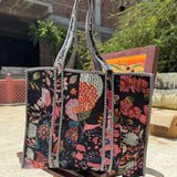 Floral Paisley Print Cotton Tote Bag