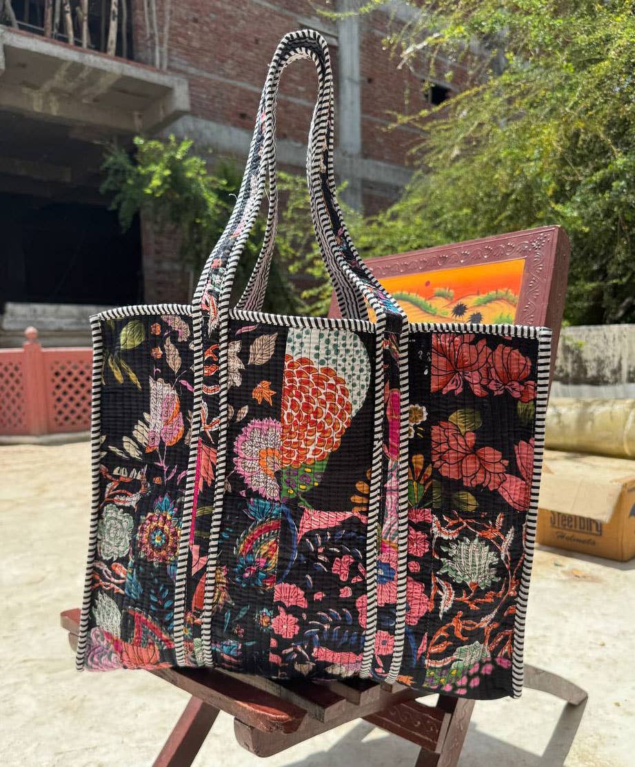Floral Paisley Print Cotton Tote Bag