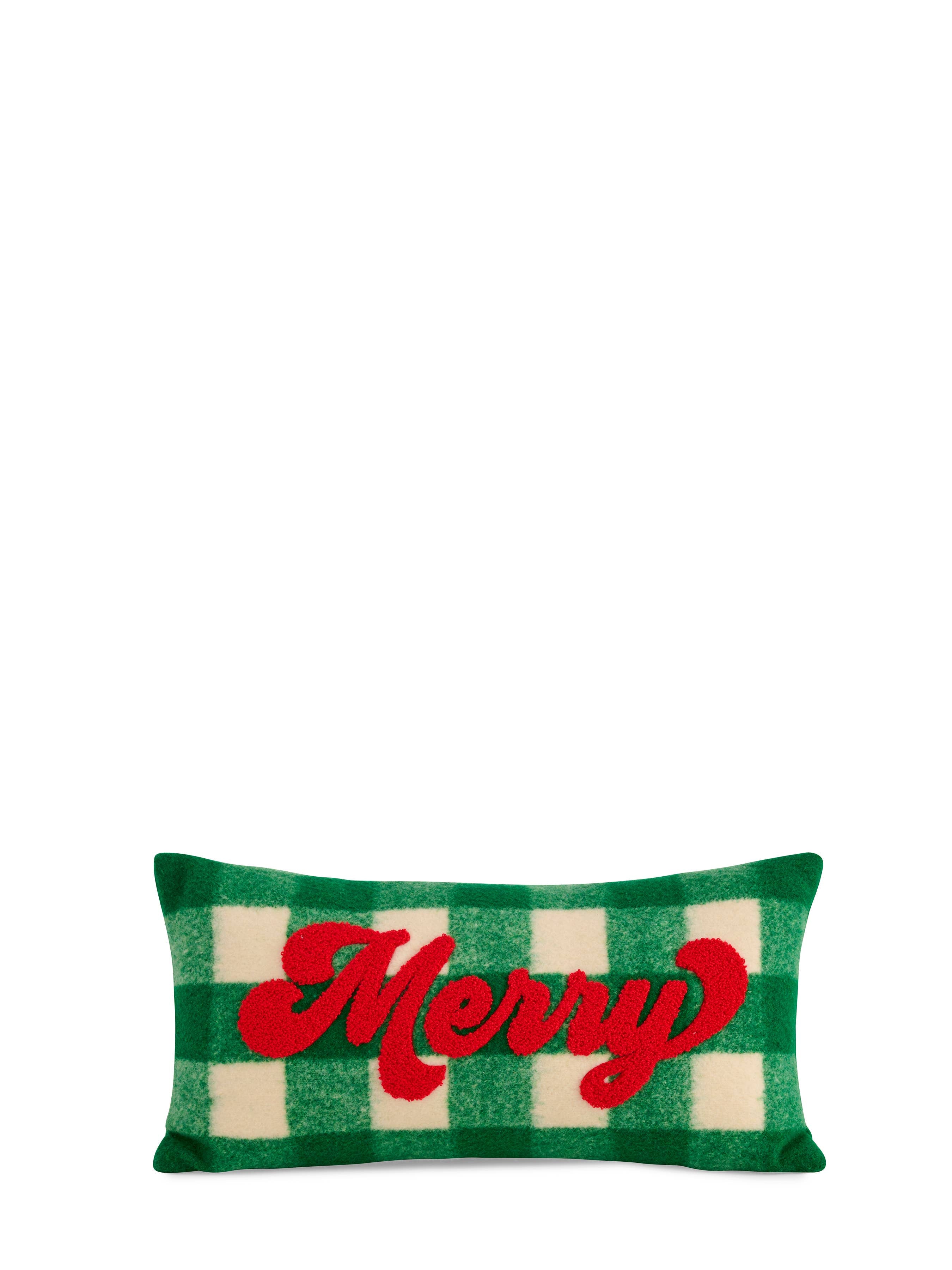 "MERRY" Plaid Pillow