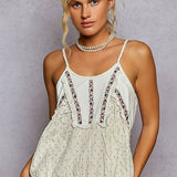 Thin Strap Embroidered Tank Top