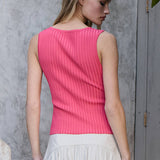 Slim Knit Sleeveless Button Top - RTK1016