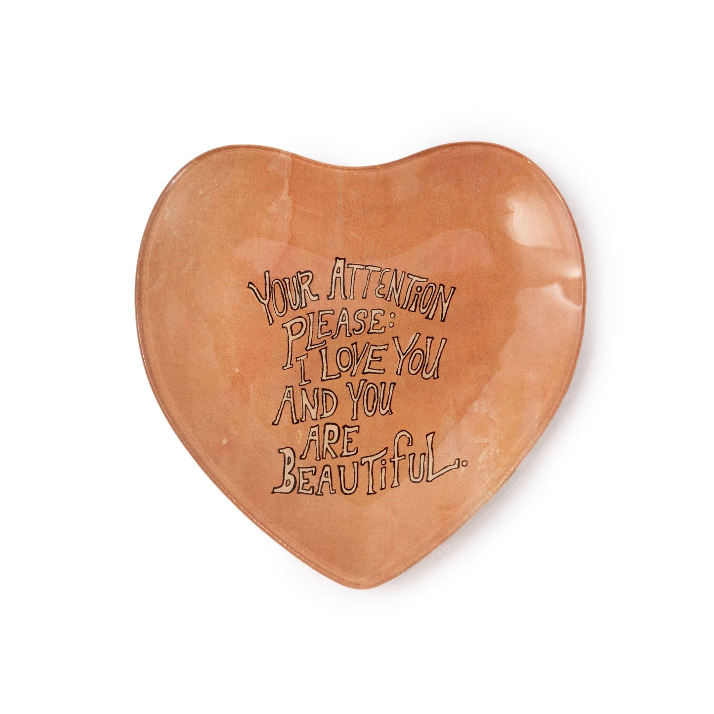 "Your Attention Please" Small Heart Decoupage Plate