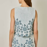 71098 Embroidered Eyelet Washed Vest