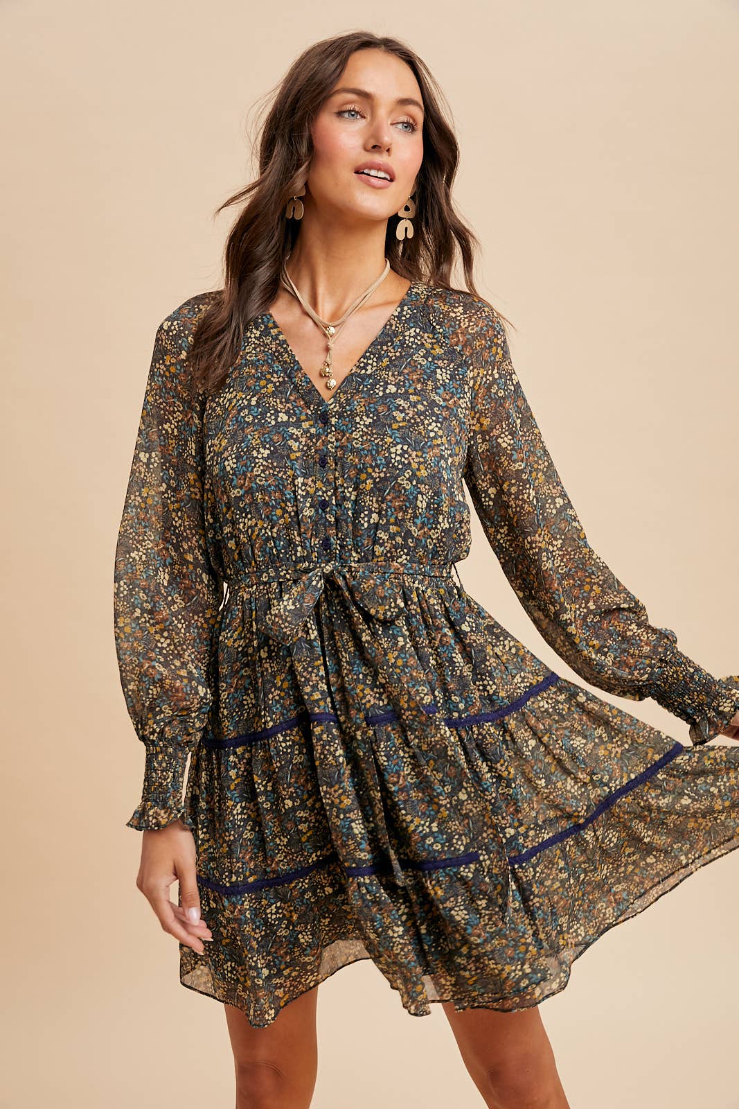 Floral Lace Overlay Mini Dress