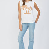 PALM TREE INTARSIA KNIT SWEATER TANK FW10350