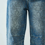 AJP5114 EMBROIDERED DETAIL COTTON BARREL PANTS