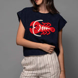 Coastal Lobster Intarsia Knit Top
