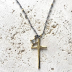 Pyrite Cross Charm Necklace