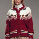 Nordic Wool Blend Toggle Buttons Cardigan