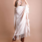 Open Work Frayed Border Bohemian Ruana