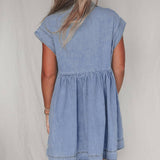 High Waist Denim Babydoll Dress