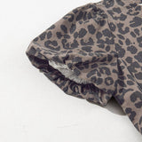 Leopard Print Denim Mini Dress with Pockets
