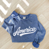 AMERICA Mineral Washed Long Sleeve Graphic