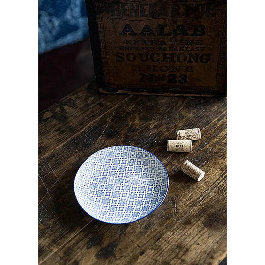 Blue and White Round Plate