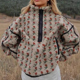 Rose Print Half-Zip Jacket