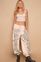 Floral Embroidered Twill Pants