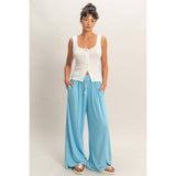 Pointelle Button Front Scoop Neck Tank Top