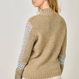 61313 Mock Neck Fair Isle Cuff Sweater
