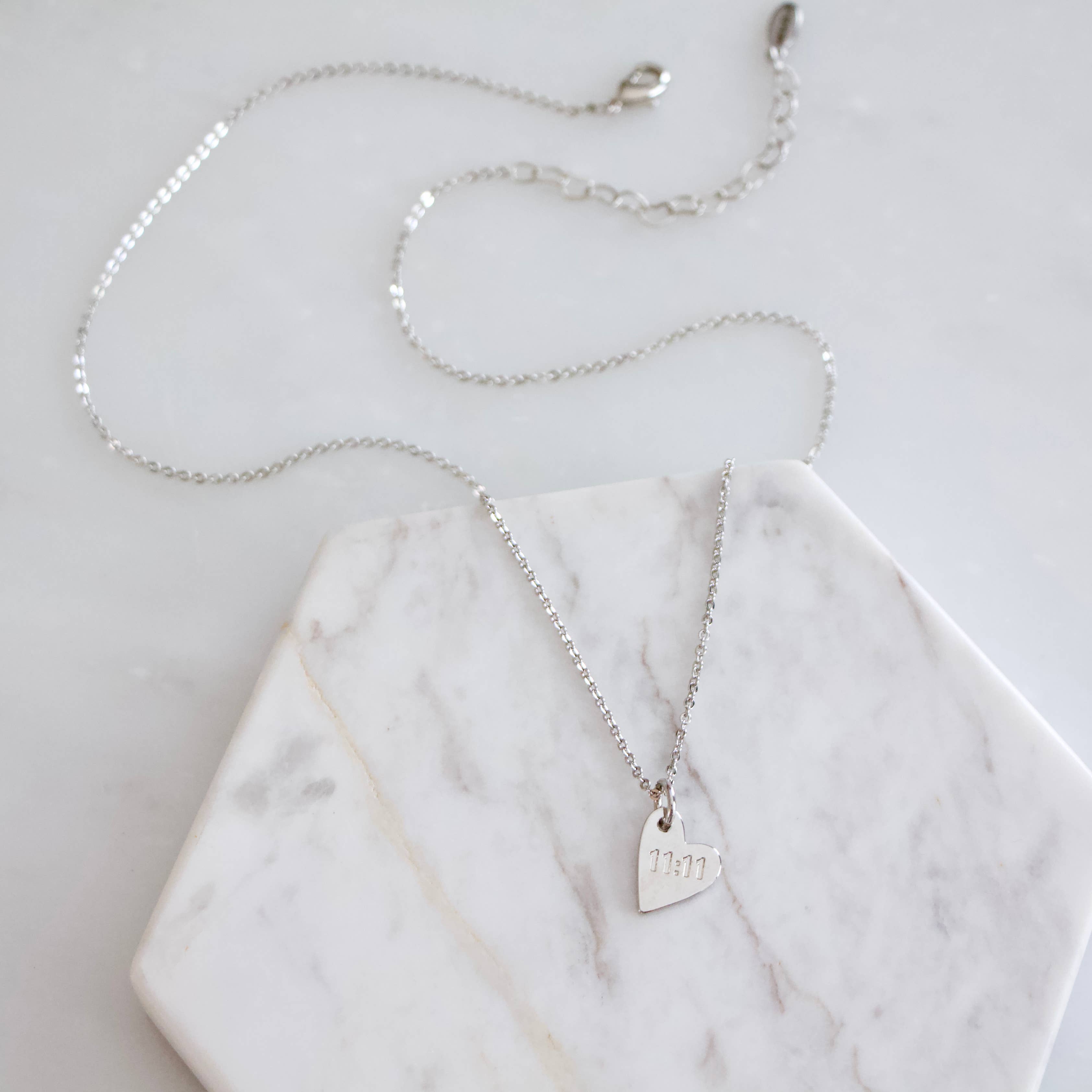 11:11 Stamped Heart Necklace
