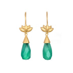 Green Onyx & Lotus Drop Earrings