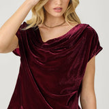 61197 Velvet Cowl Neck Top